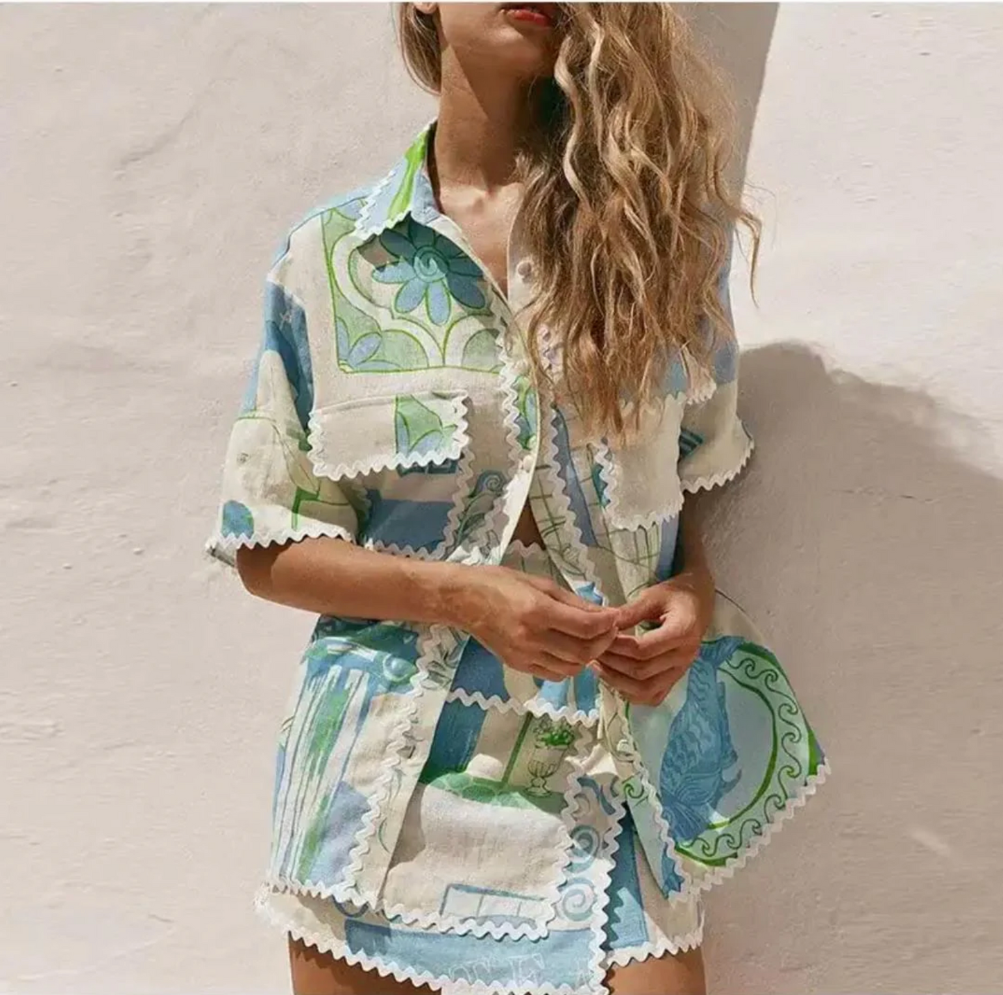 Ensemble Jupe et Chemise Imprimé - Riviera™ Look de Vacances