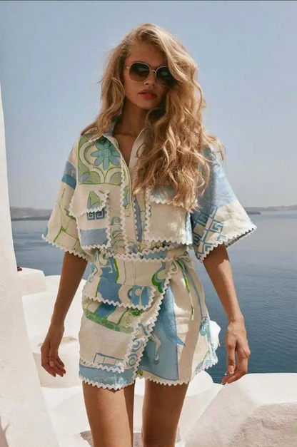 Ensemble Jupe et Chemise Imprimé - Riviera™ Look de Vacances
