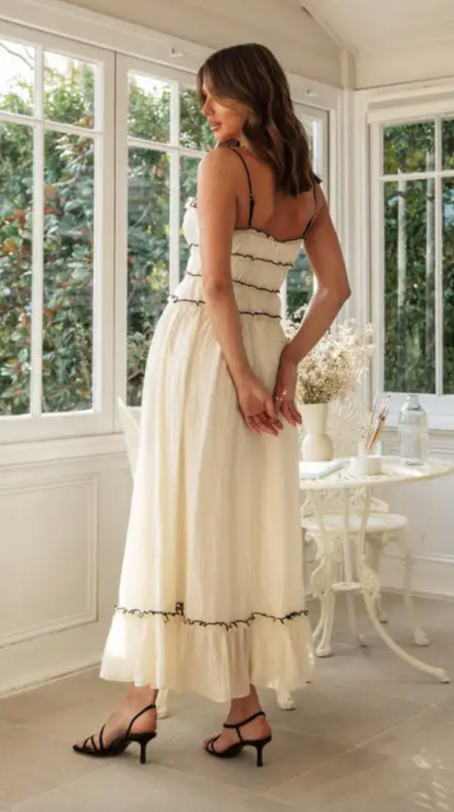 Solène™ | Robe Longue Plissée à Nœuds Romantique