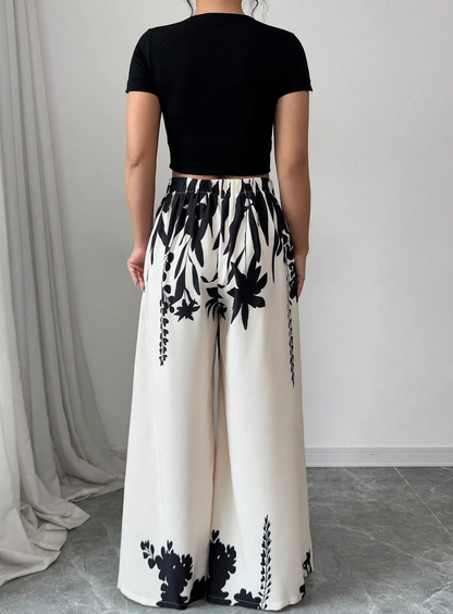 Pantalon Large Imprimé Élégance™