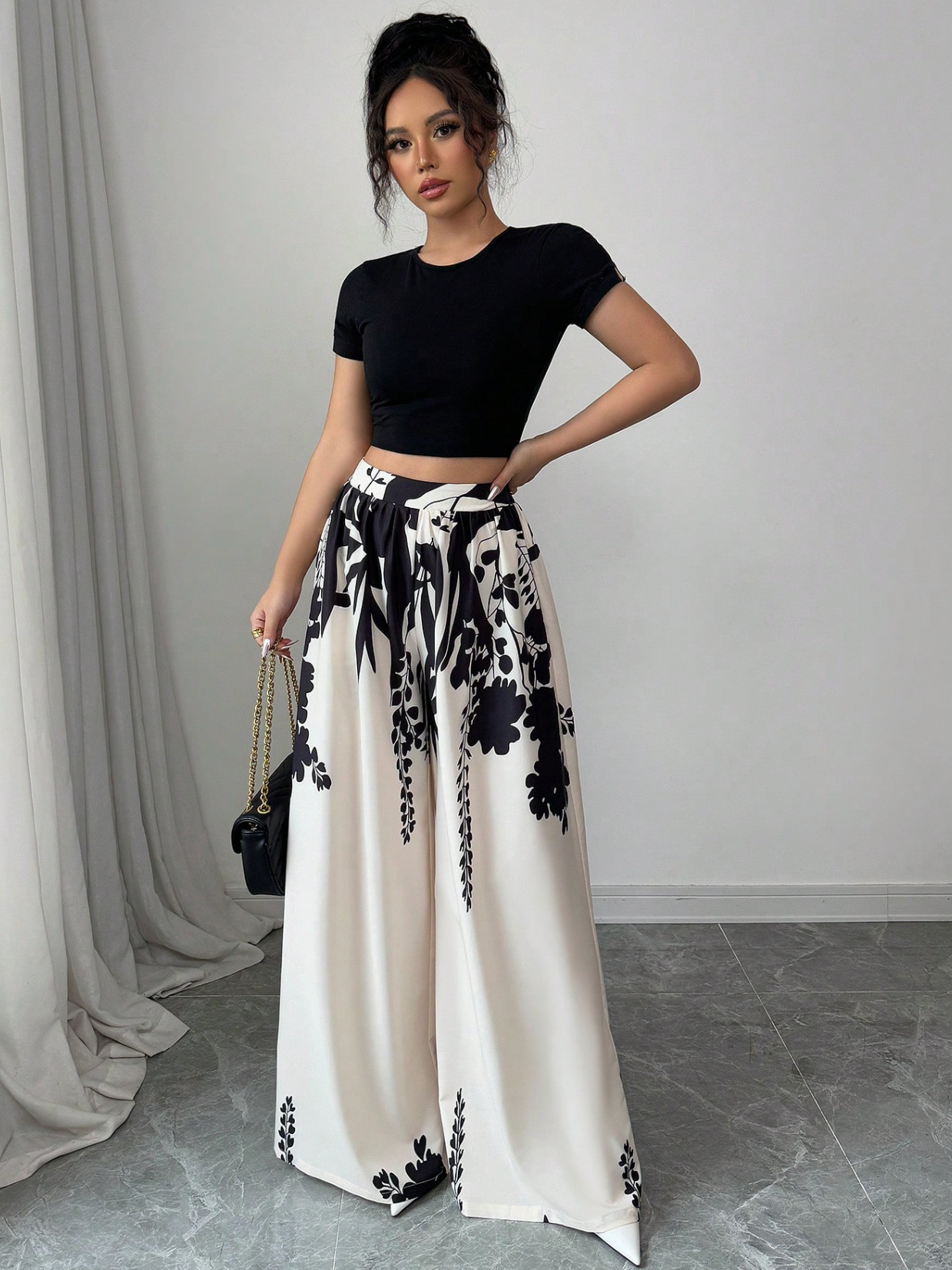 Pantalon Large Imprimé Élégance™