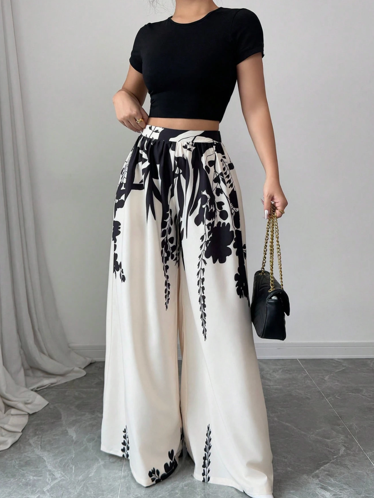 Pantalon Large Imprimé Élégance™