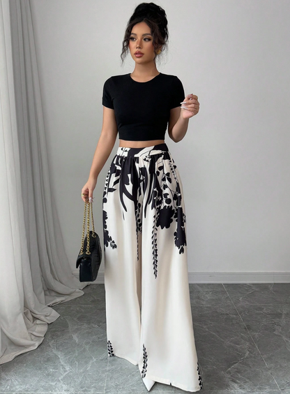 Pantalon Large Imprimé Élégance™