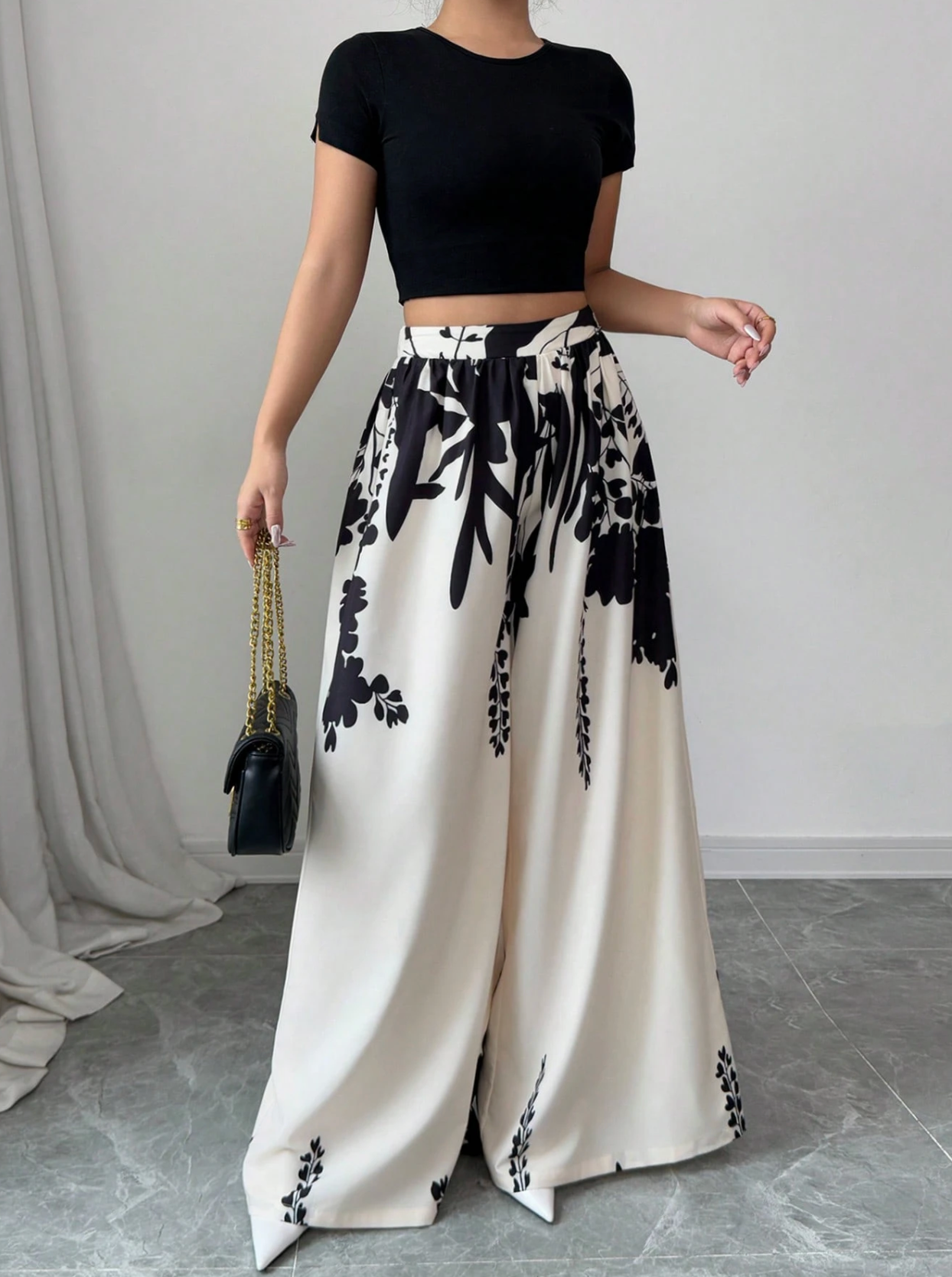 Pantalon Large Imprimé Élégance™