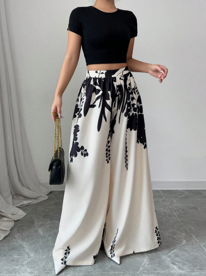 Pantalon Large Imprimé Élégance™