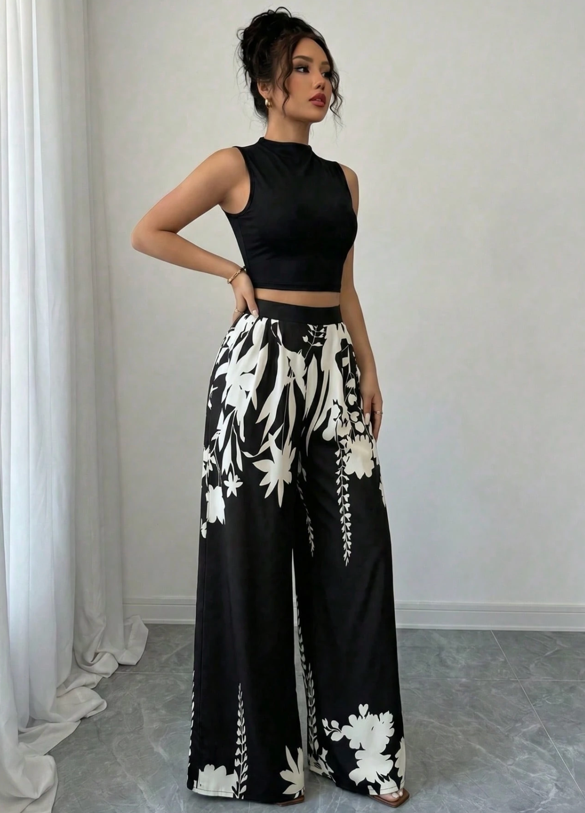 Pantalon Large Imprimé Élégance™