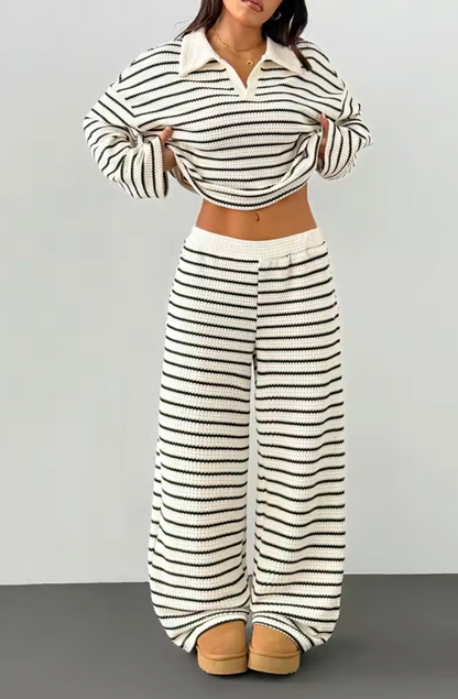 Ensemble Novéa™ — Top Rayé & Pantalon Fluide