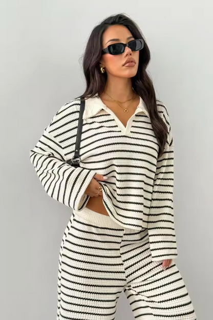 Ensemble Novéa™ — Top Rayé & Pantalon Fluide