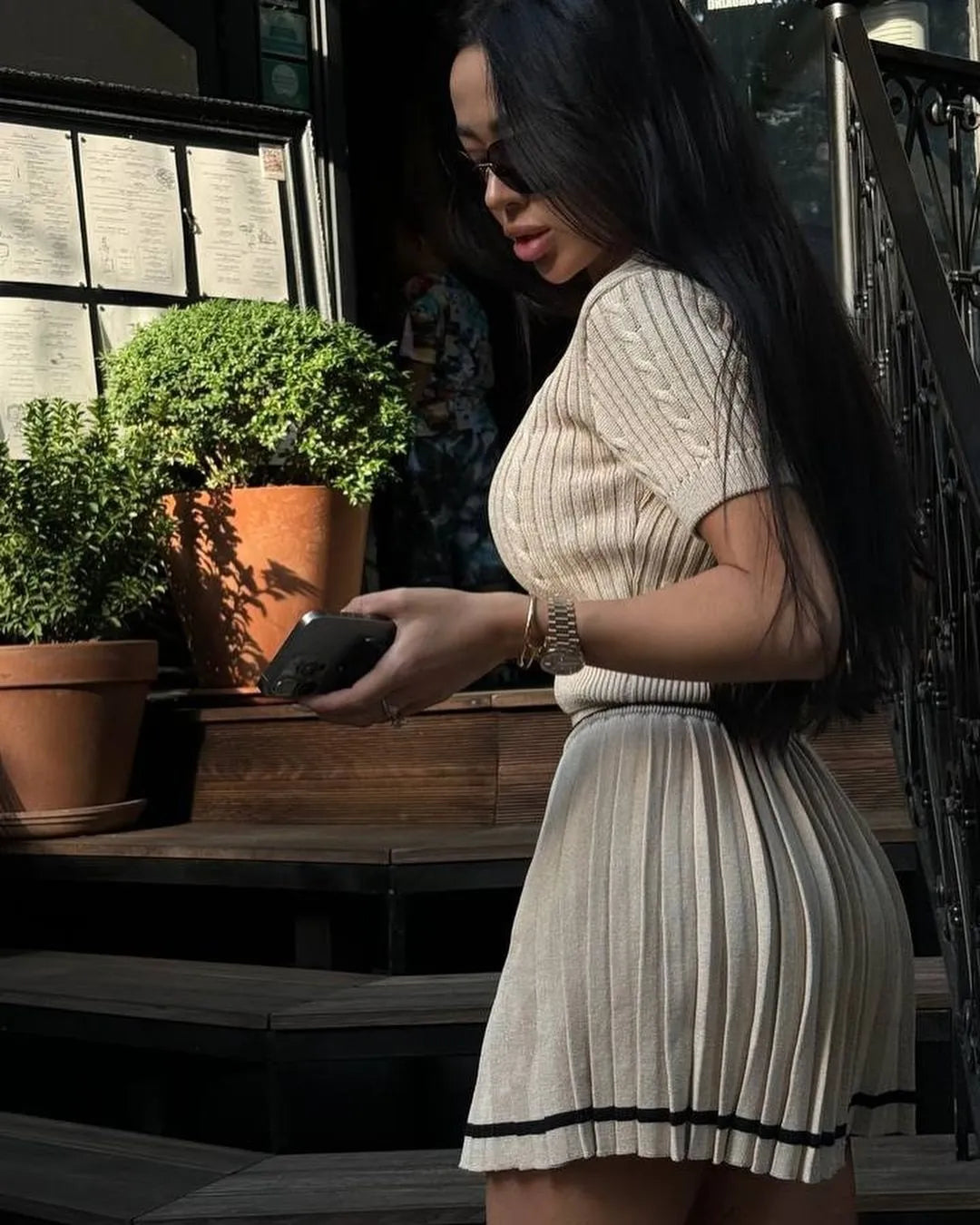 Ayla™ – Ensemble Court Pull & Jupe Plissée