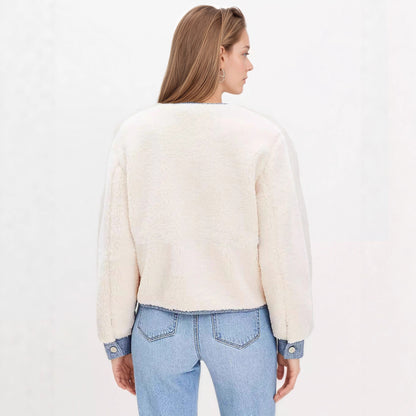 JUNO™ | Veste Courte Patchwork & Col Rond