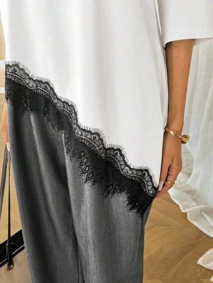 T-shirt Asymétrique Céline™ — Dentelle & Style Fluide