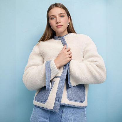 JUNO™ | Veste Courte Patchwork & Col Rond