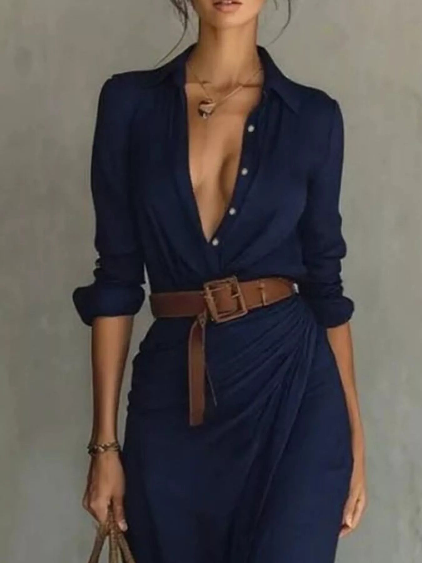 ELARA™ | Robe Longue Asymétrique & Ceinturée