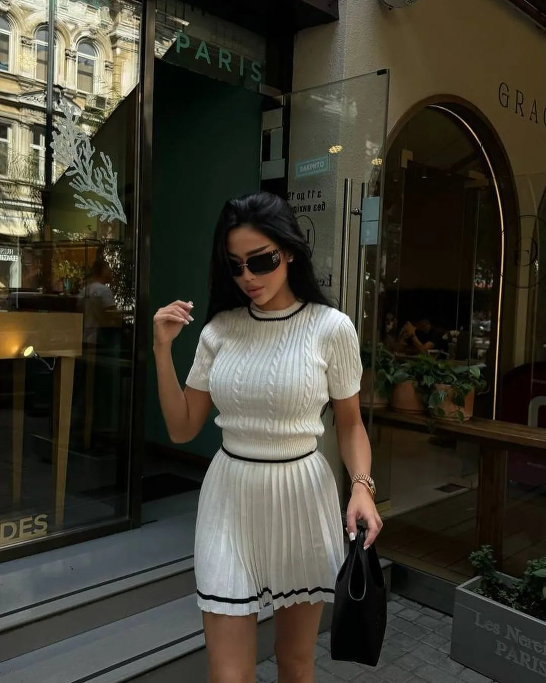 Ayla™ – Ensemble Court Pull & Jupe Plissée