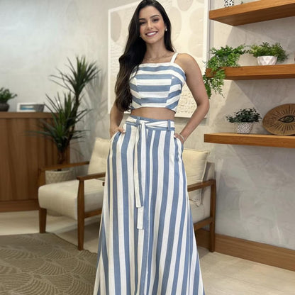 Ensemble Rayé Crop Top & Jupe Riviera™