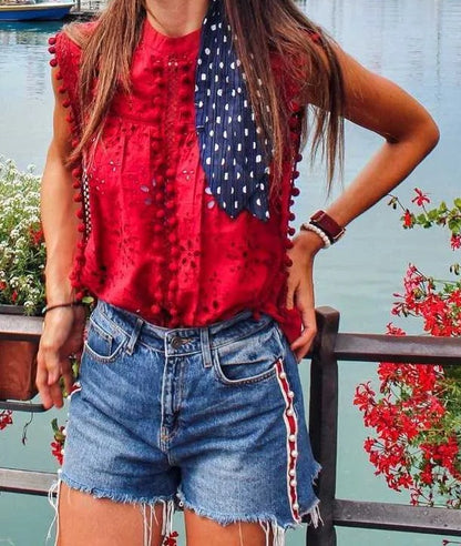 Top Décontracté en Coton – Style Européen & Américain